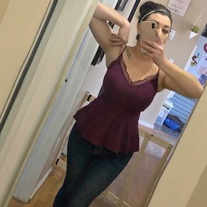 Burgundy fitted tank top